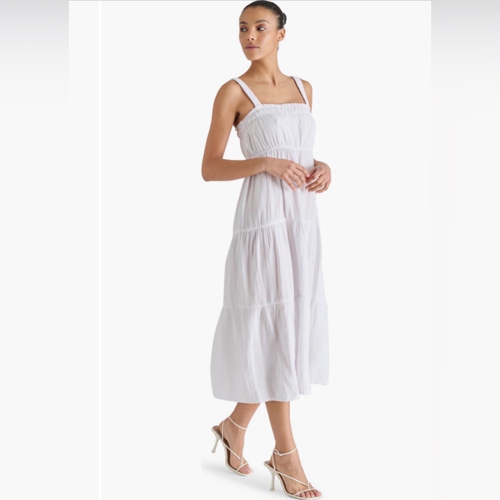 Steve Madden Alissa Tiered Cotton Gauze Tiered Midi Dress